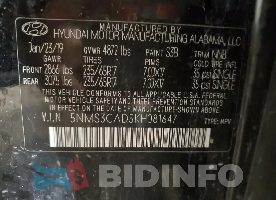 5NMS3CAD5KH081647 Photo# 13