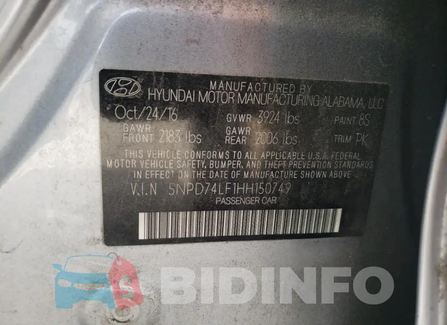 5NPD74LF1HH150749 Photo# 12