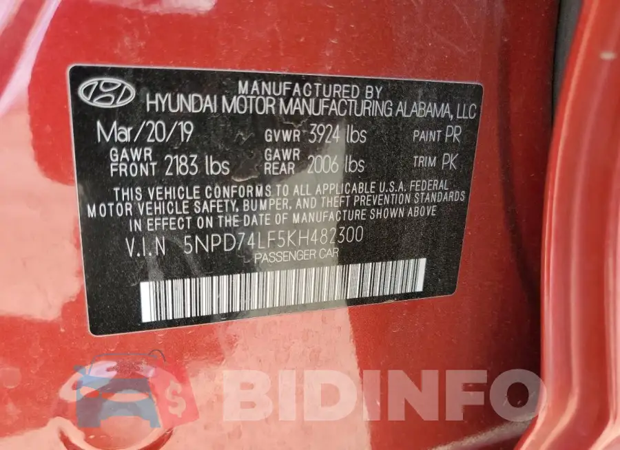 5NPD74LF5KH482300 Photo# 12