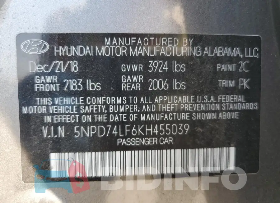 5NPD74LF6KH455039 Photo# 12