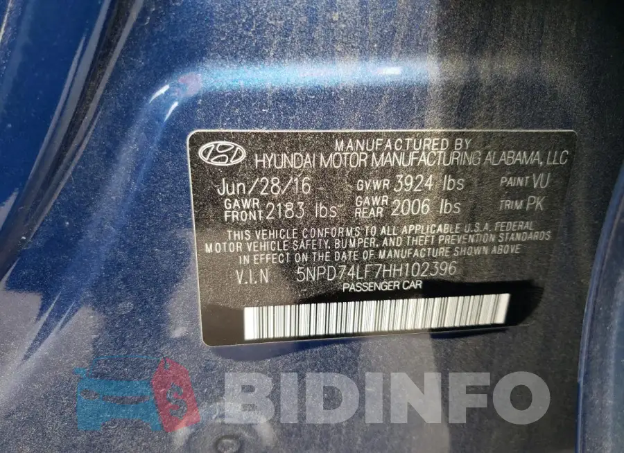 5NPD74LF7HH102396 Photo# 12