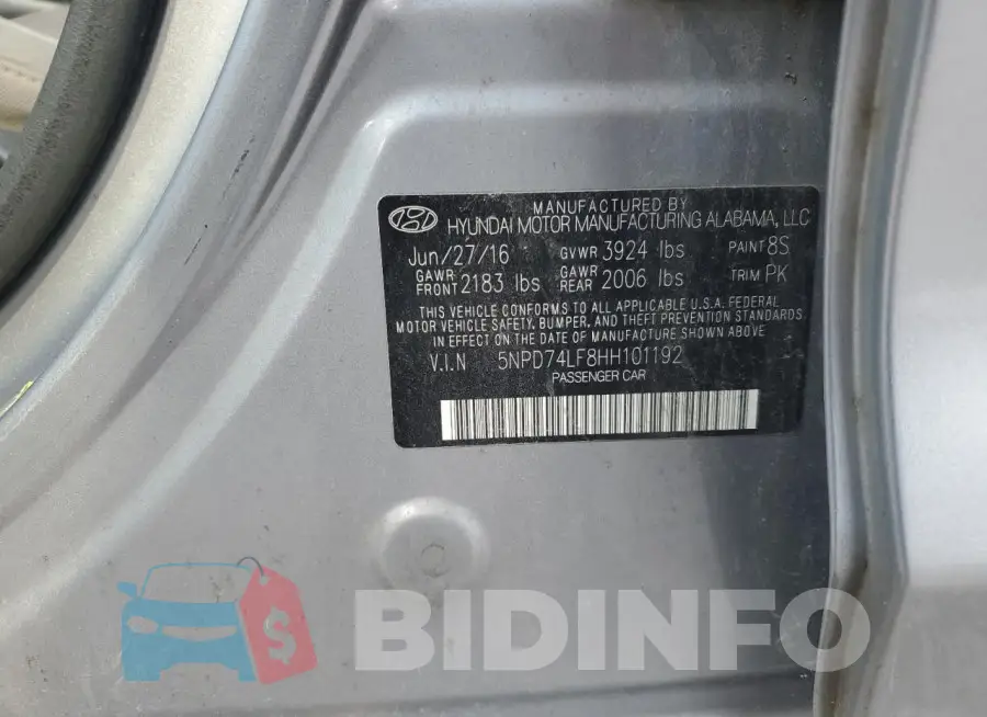 5NPD74LF8HH101192 Photo# 12