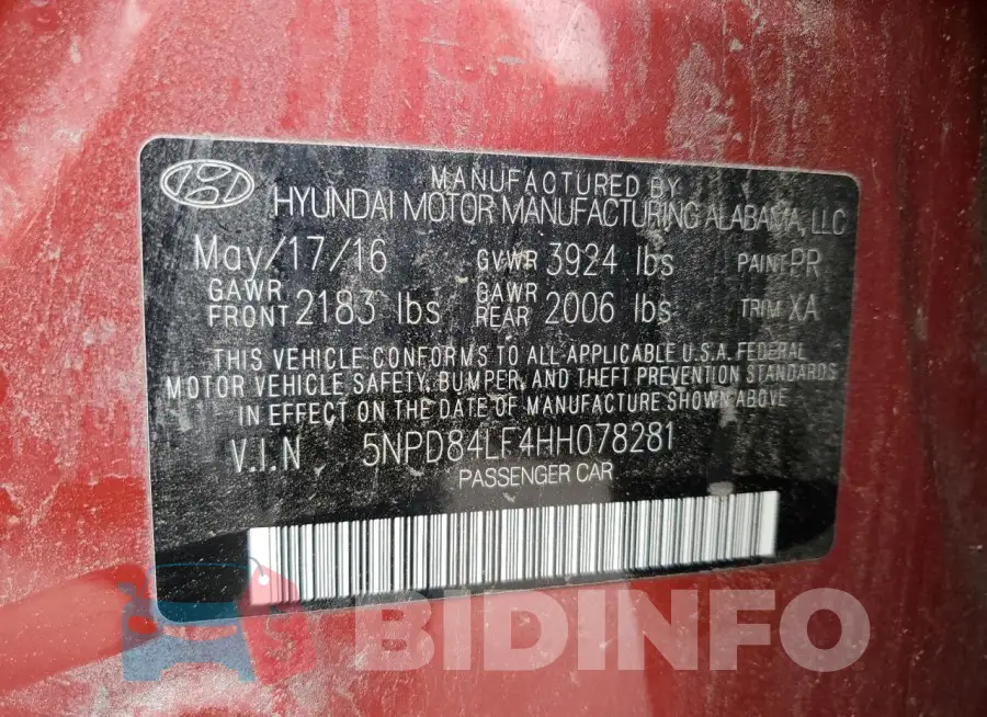 5NPD84LF4HH078281 Photo# 13