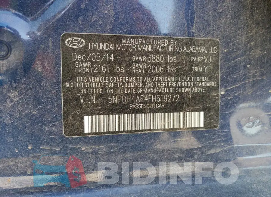 5NPDH4AE4FH619272 Photo# 12