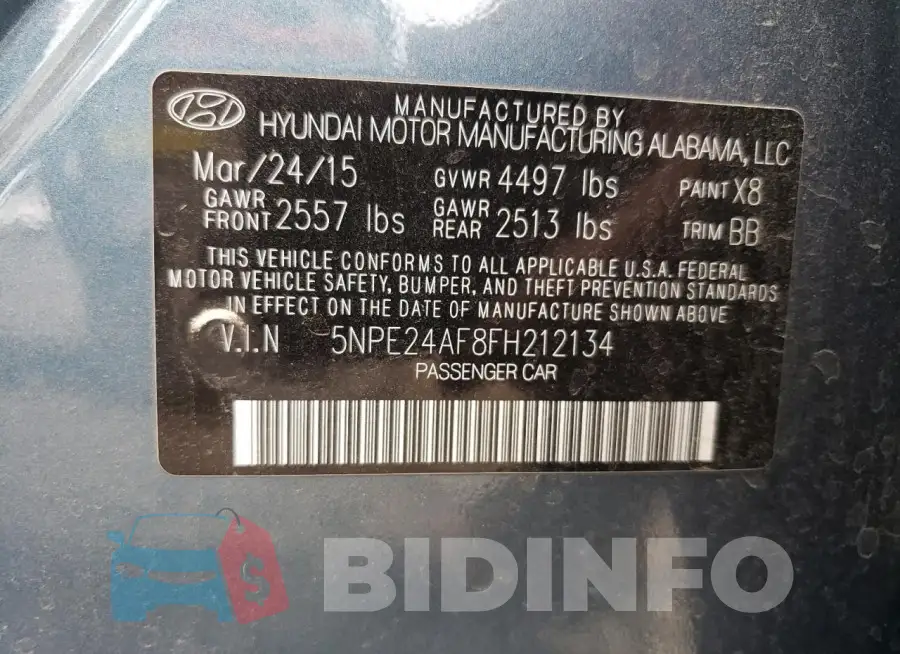 5NPE24AF8FH212134 Photo# 12
