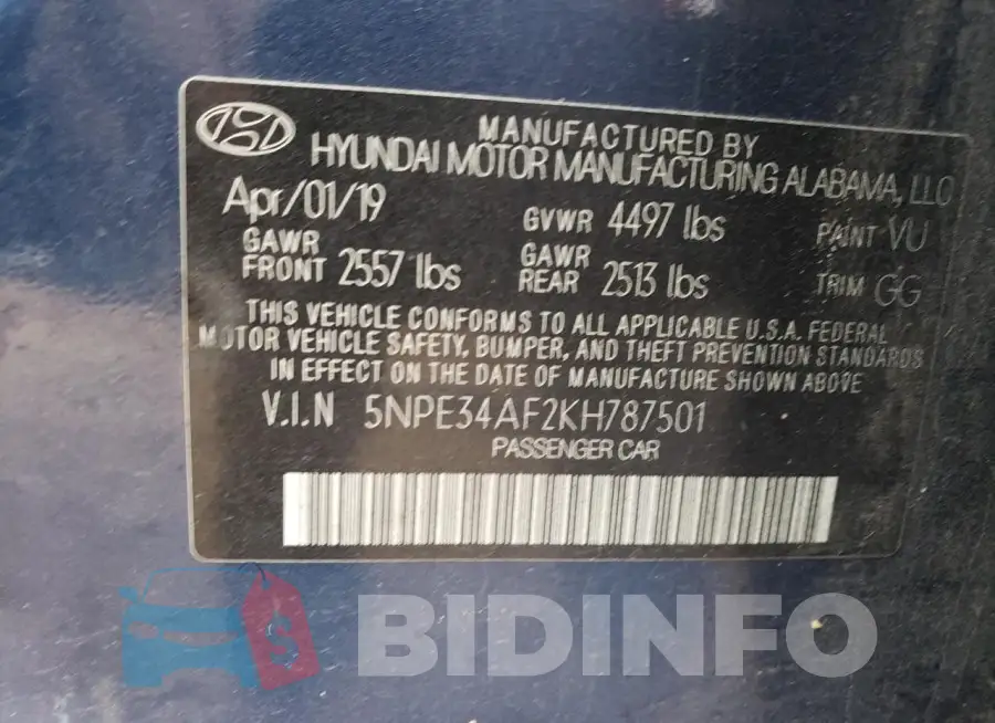 5NPE34AF2KH787501 Photo# 13