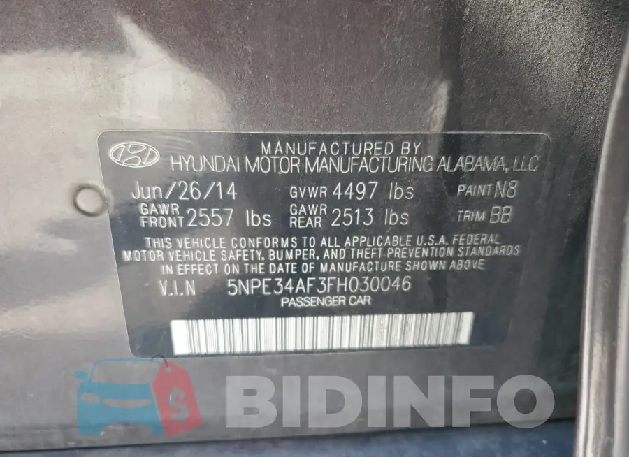 5NPE34AF3FH030046 Photo# 13