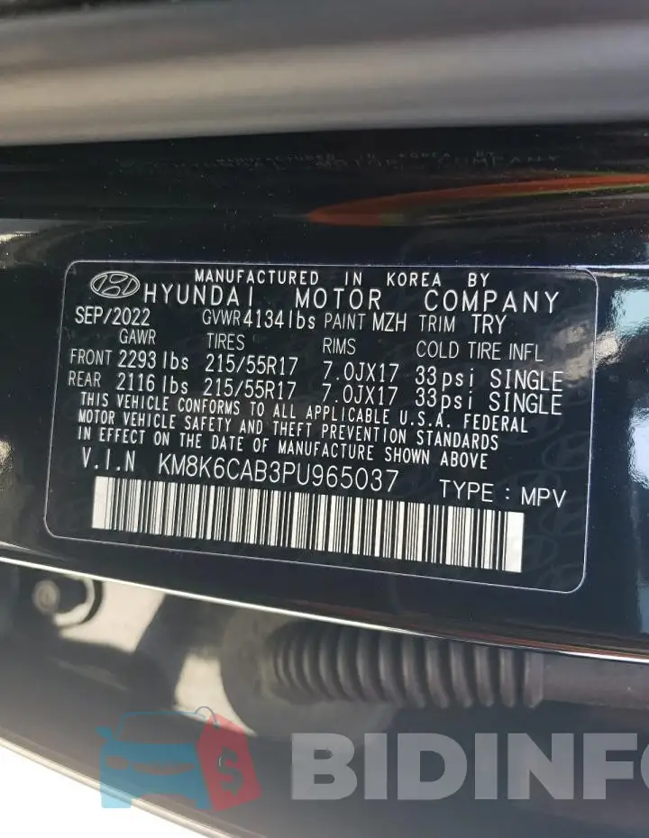 KM8K6CAB3PU965037 Photo# 14
