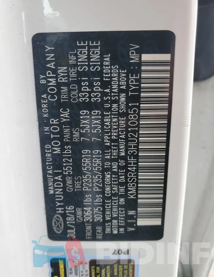 KM8SR4HF3HU210851 Photo# 13