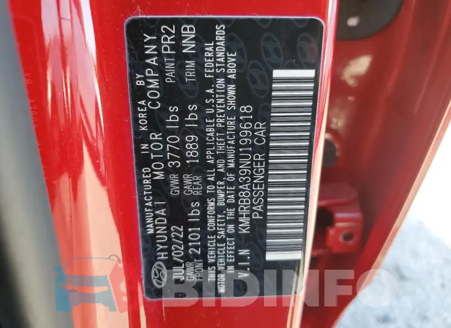 KMHRB8A39NU199618 Photo# 12