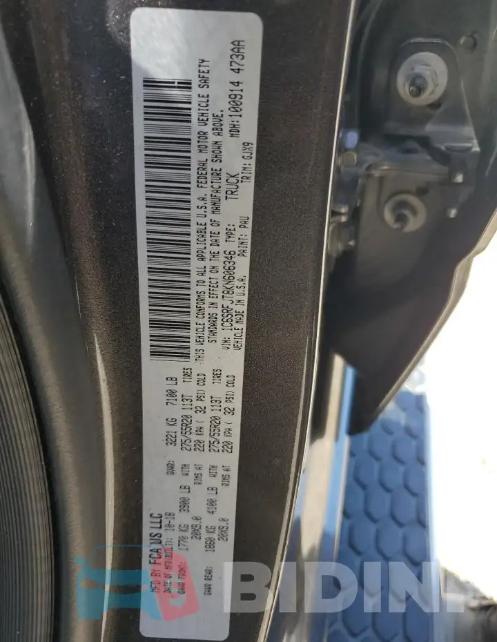 1C6SRFJT8KN606346 Photo# 12