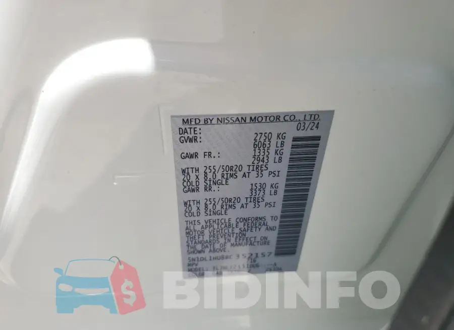 5N1DL1HU8RC352157 Photo# 12