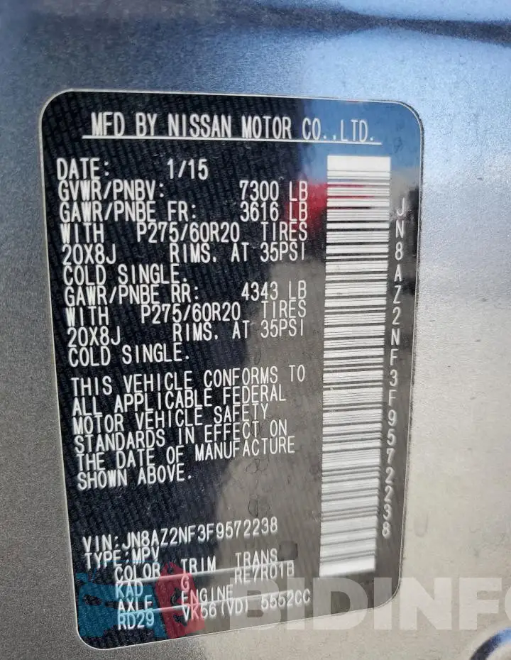 JN8AZ2NF3F9572238 Photo# 13