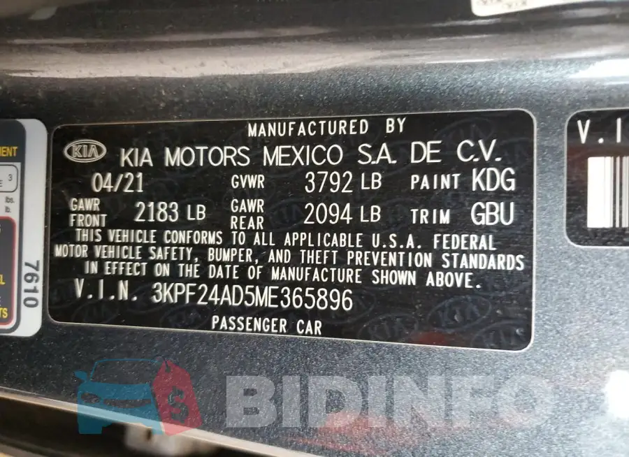 3KPF24AD5ME365896 Photo# 13