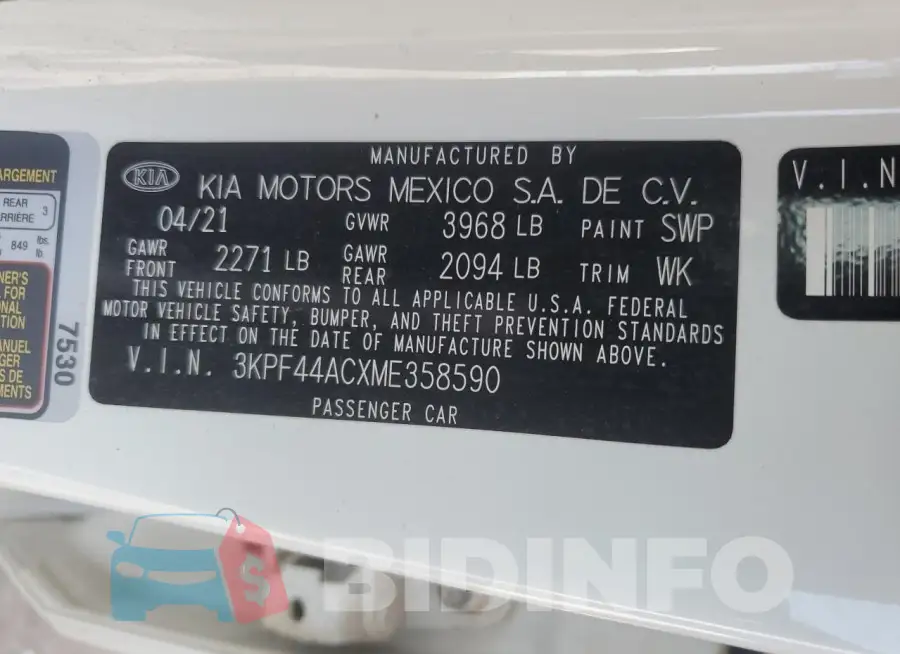3KPF44ACXME358590 Photo# 12