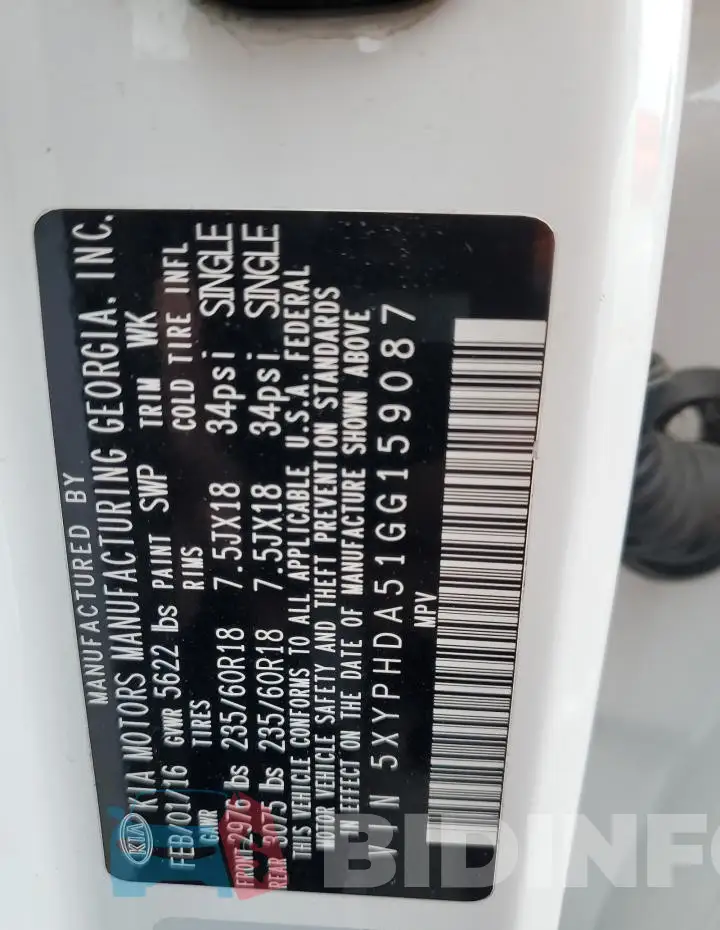 5XYPHDA51GG159087 Photo# 13
