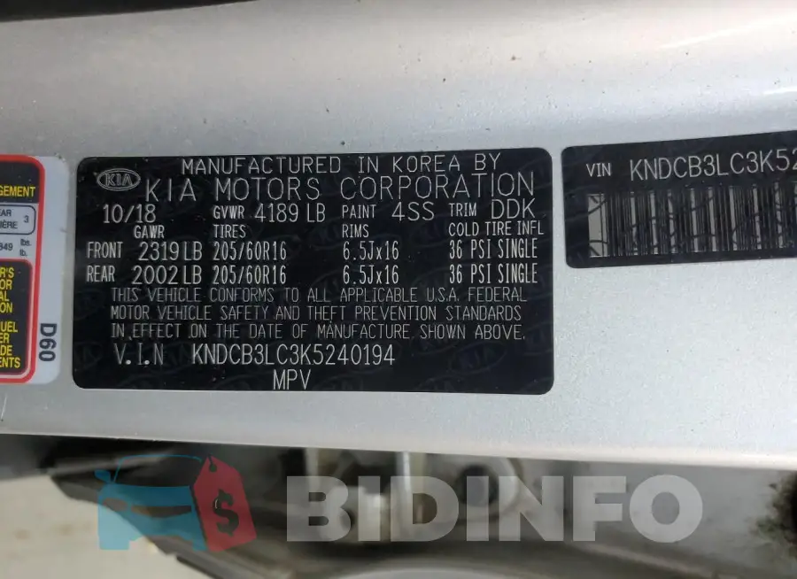 KNDCB3LC3K5240194 Photo# 12