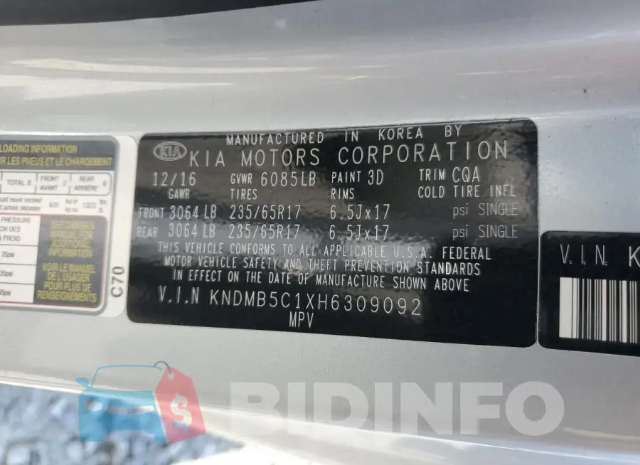 KNDMB5C1XH6309092 Photo# 14