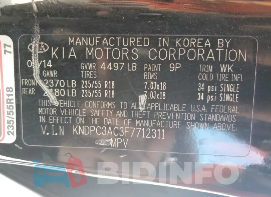 KNDPC3AC3F7712311 Photo# 12