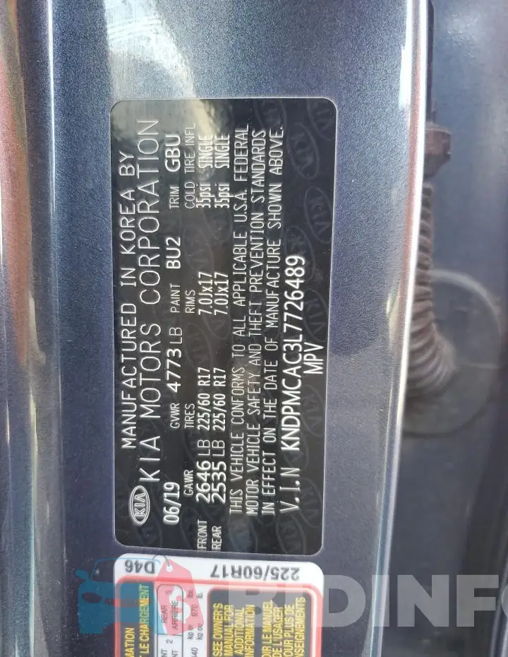 KNDPMCAC3L7726489 Photo# 13
