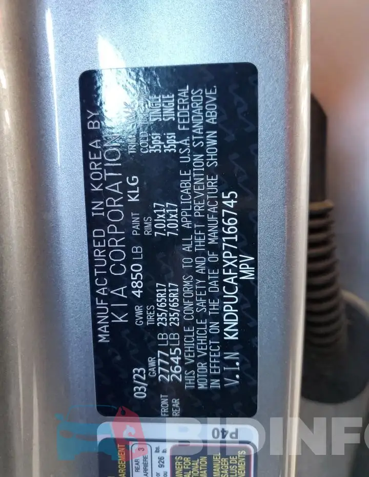 KNDPUCAFXP7166745 Photo# 14