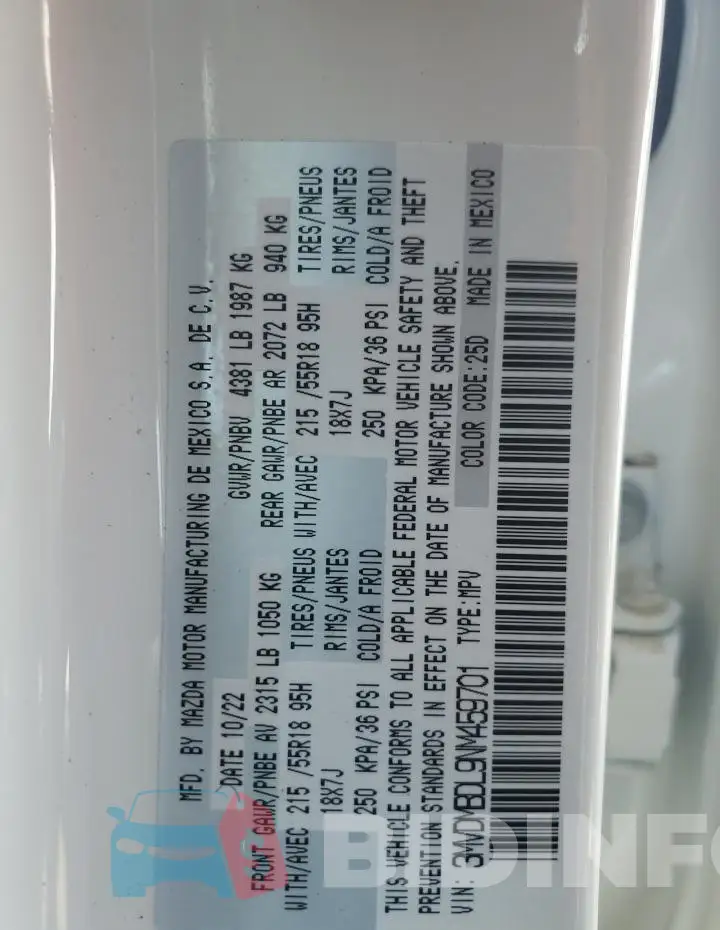 3MVDMBDL9NM459701 Photo# 12