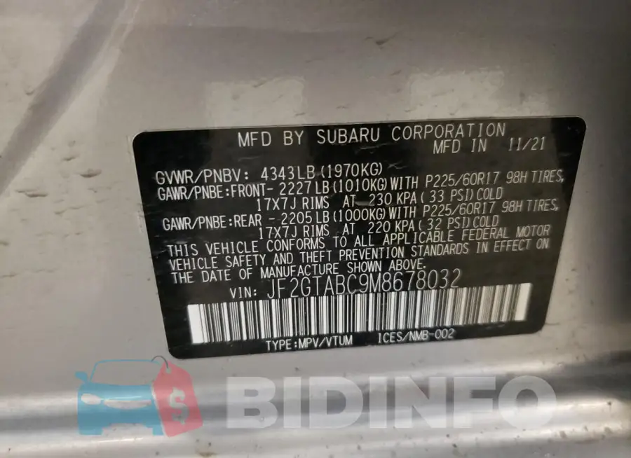 JF2GTABC9M8678032 Photo# 13