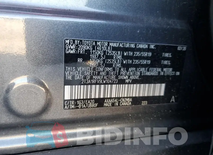 2T3A1RFV9LW104723 Photo# 12