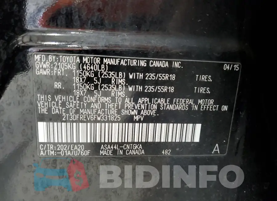 2T3DFREV6FW331825 Photo# 13
