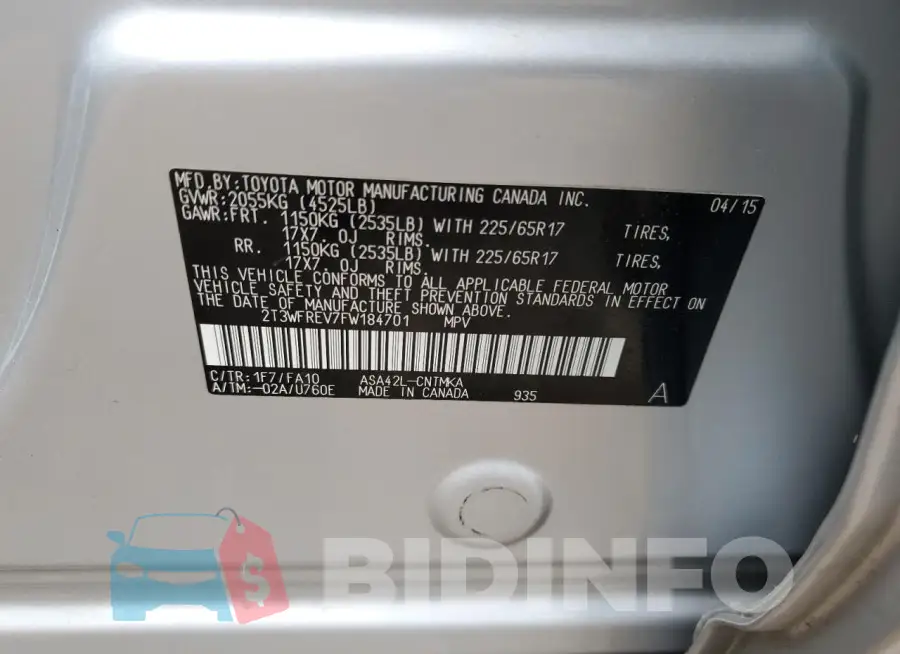 2T3WFREV7FW184701 Photo# 13
