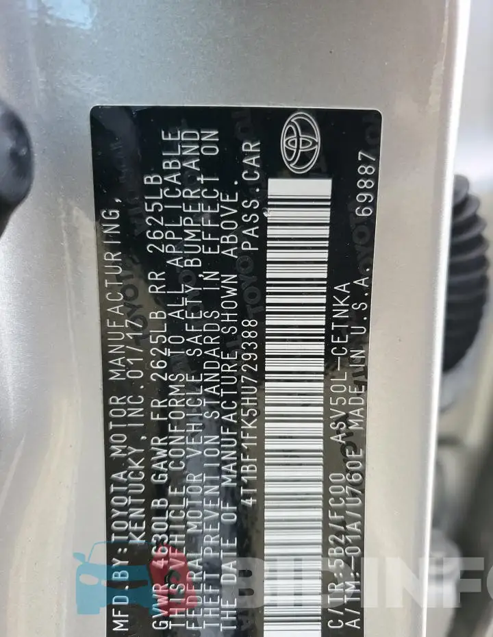 4T1BF1FK5HU729388 Photo# 13