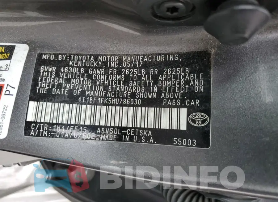 4T1BF1FK5HU786030 Photo# 12