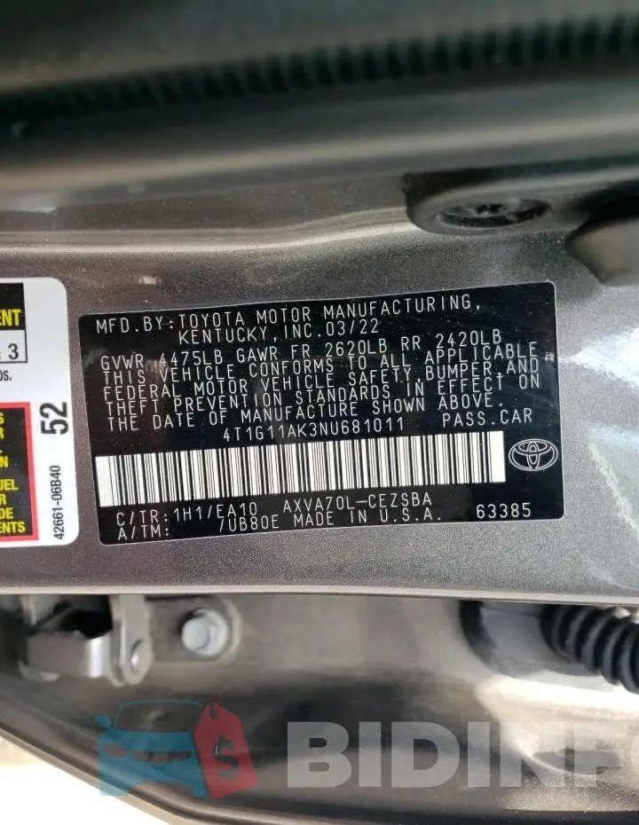 4T1G11AK3NU681011 Photo# 13