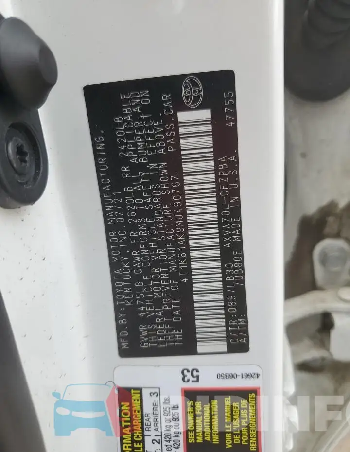 4T1K61AK9MU490767 Photo# 12