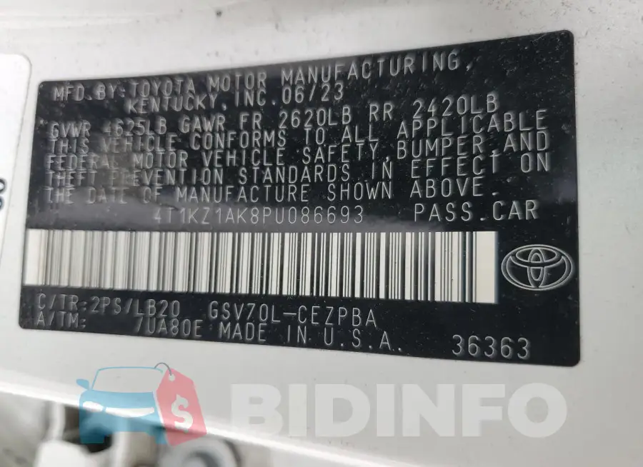 4T1KZ1AK8PU086693 Photo# 13