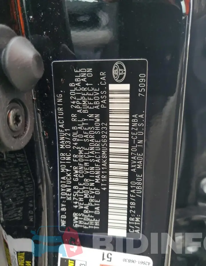 4T1R11AK8MU569232 Photo# 12