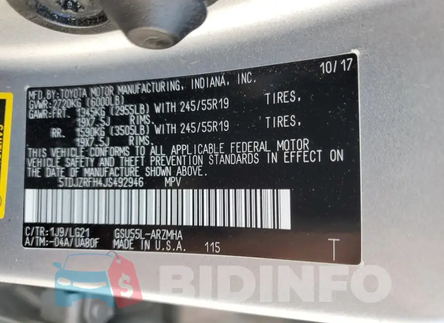 5TDJZRFH4JS492946 Photo# 14