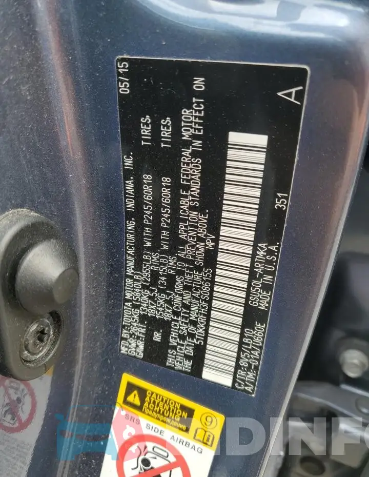5TDKKRFH3FS086155 Photo# 13