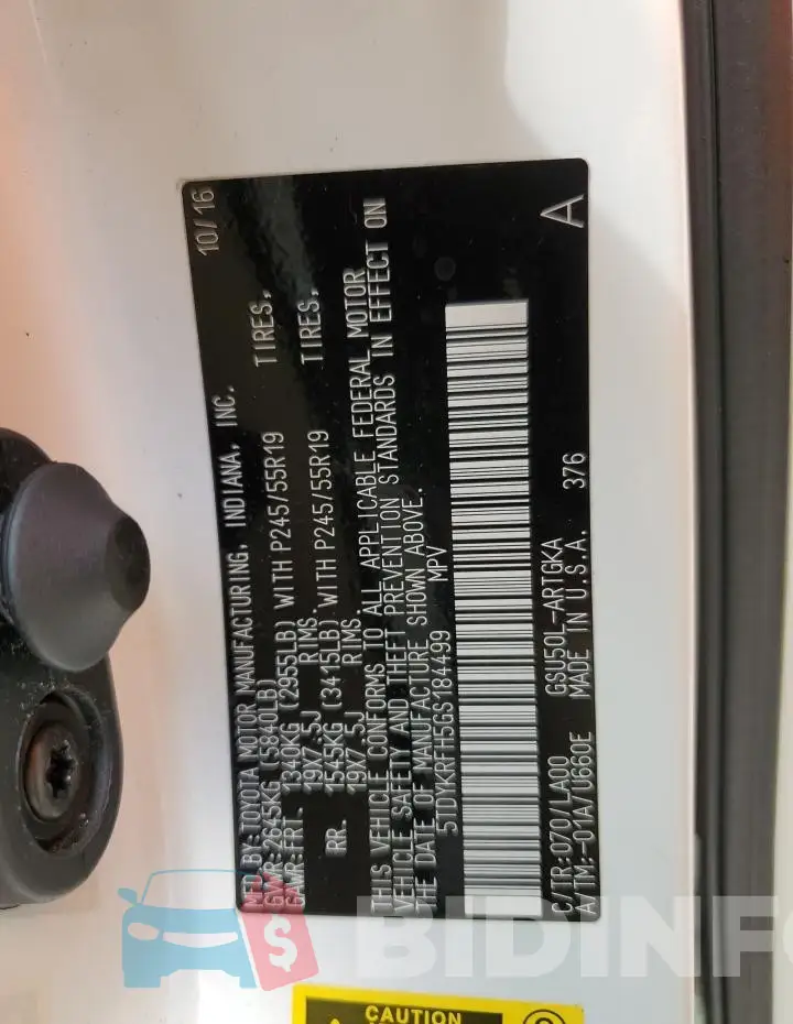 5TDYKRFH5GS184499 Photo# 14