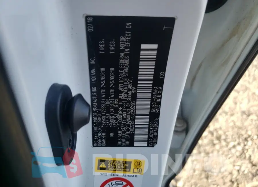 5TDZZRFH1JS255205 Photo# 13