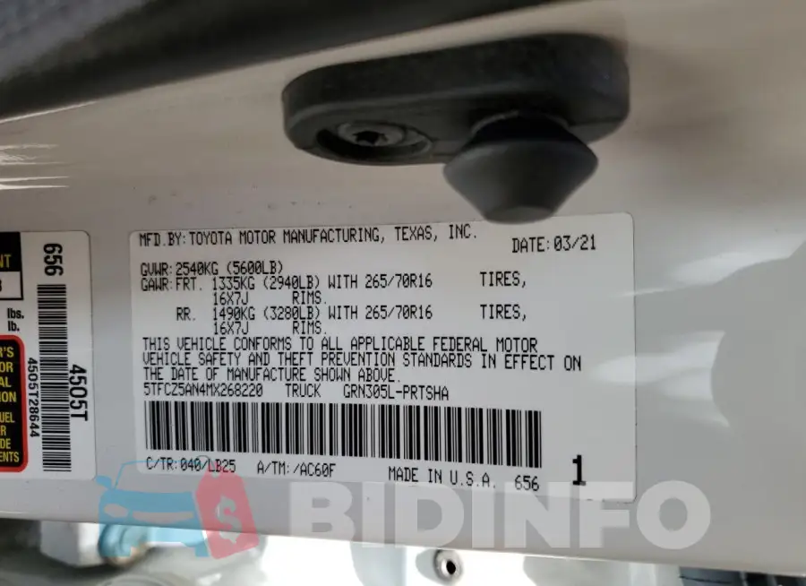 5TFCZ5AN4MX268220 Photo# 13