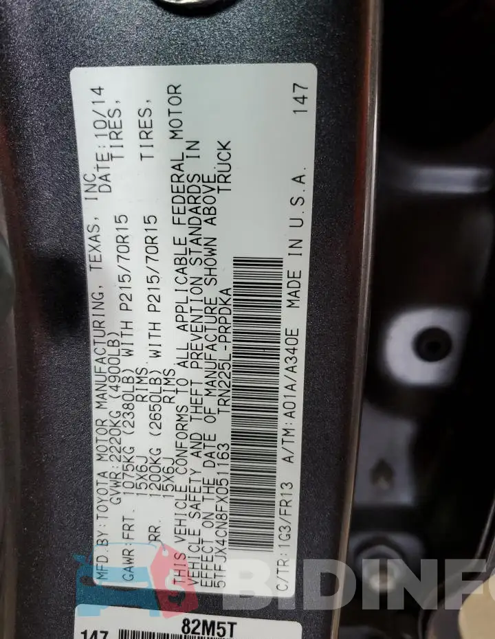 5TFJX4CN8FX051163 Photo# 13