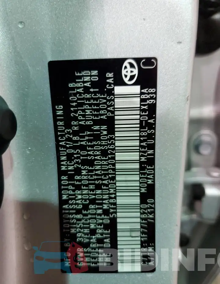 5YFB4MDE1PP012653 Photo# 12