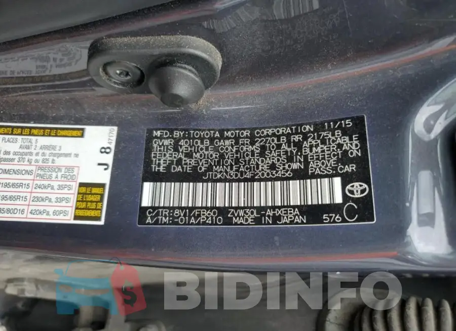 JTDKN3DU4F2003456 Photo# 13