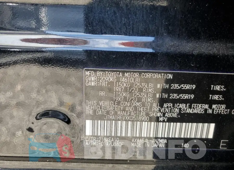 JTMA1RFVXKD518900 Photo# 14