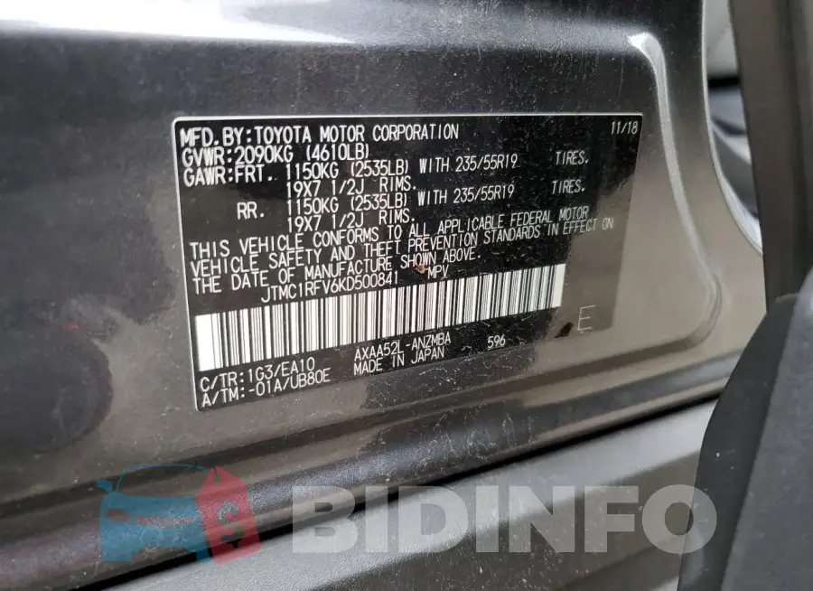 JTMC1RFV6KD500841 Photo# 12