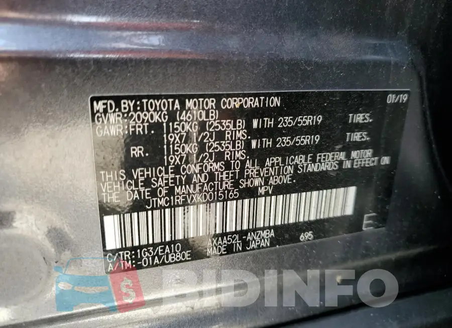 JTMC1RFVXKD015165 Photo# 13