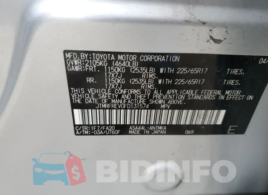JTMRFREV0FD131574 Photo# 14