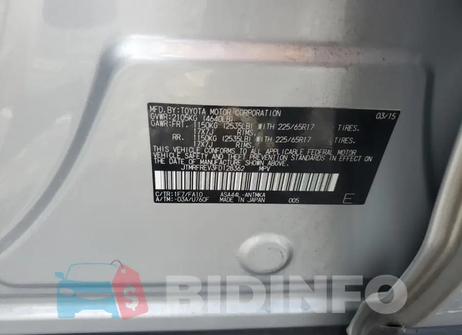 JTMRFREV3FD128362 Photo# 13