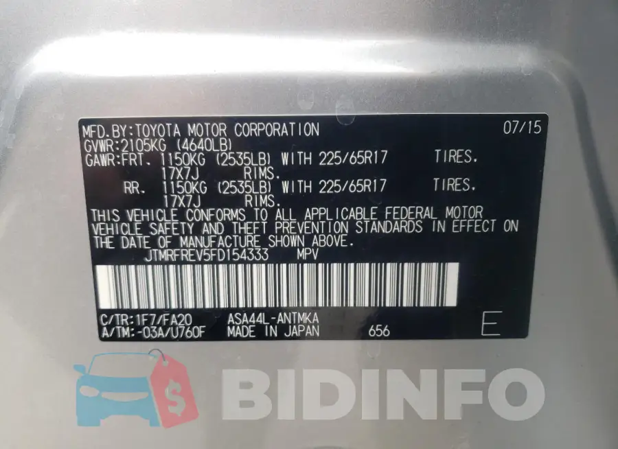 JTMRFREV5FD154333 Photo# 13